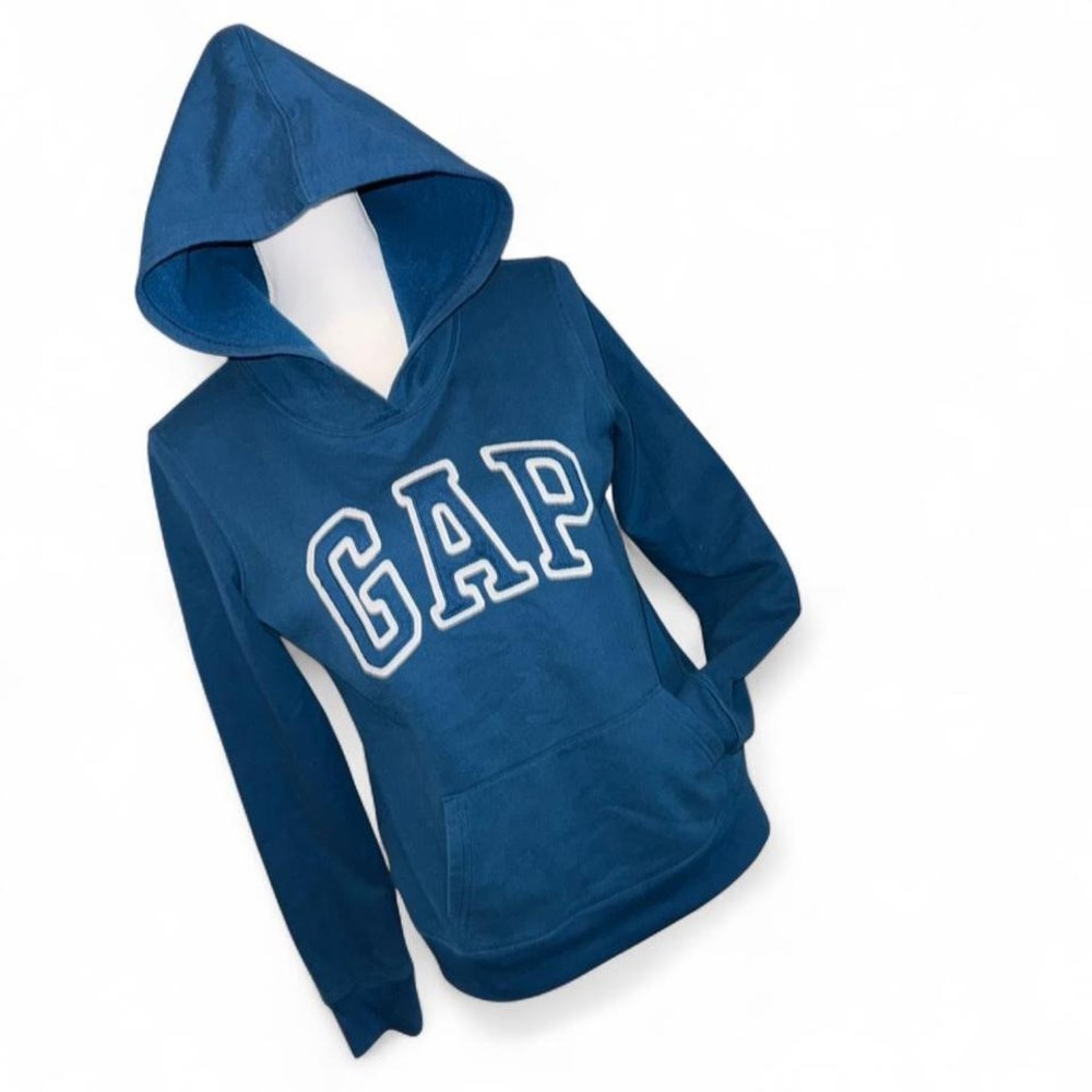 GAP SLATE BLUE WHITE LOGO HOODIE‎ LADIES SMALL